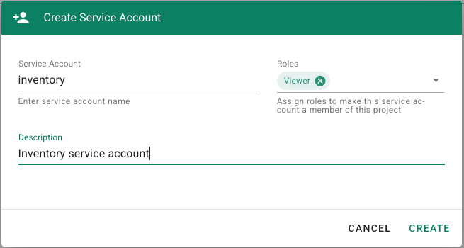 Inventory Service Account
